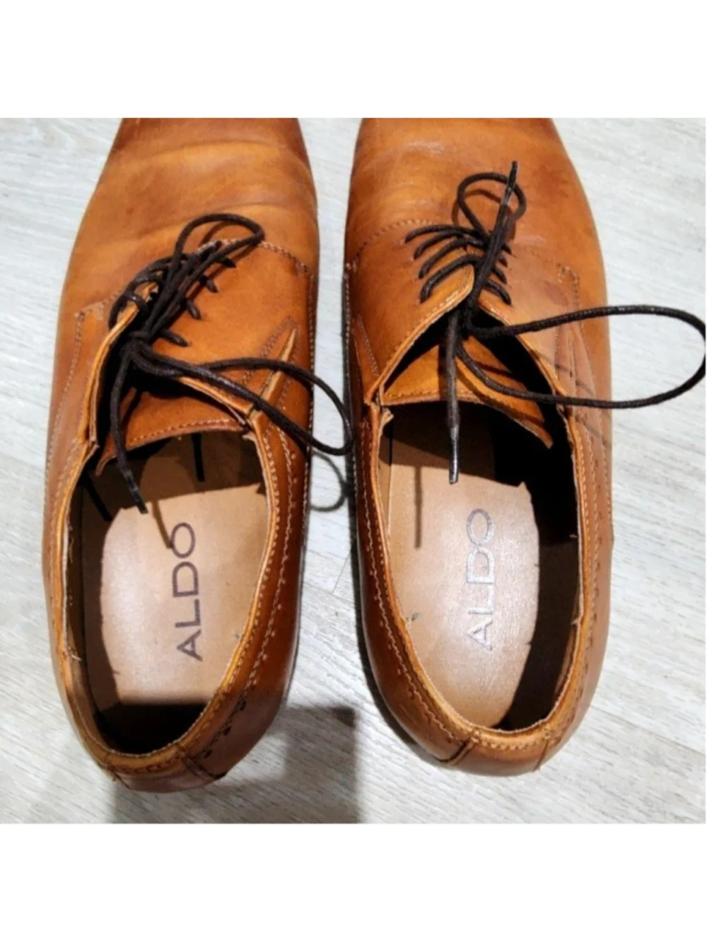 Aldo Shoes Mens 11 Brown Leather Derby Oxford Dress Pointed Toe Lace Up